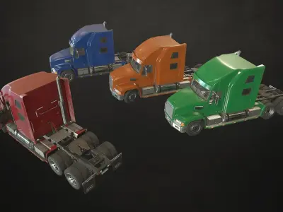 Semi Truck Tractor Low-poly 3D model
