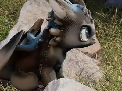 Adorable Baby Dragon Stylized Creature 3D Model Low-poly 3D model