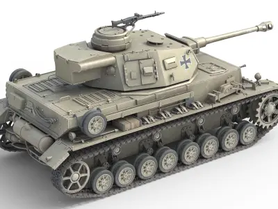 Panzer IV German Medium Tank Low-poly 3D model