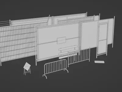 Construction Metal Fence Low-poly 3D model purchase