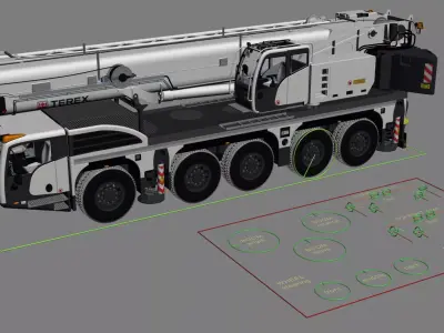 Terex Explorer 5500 Mobile Crane Rigged 3D model
