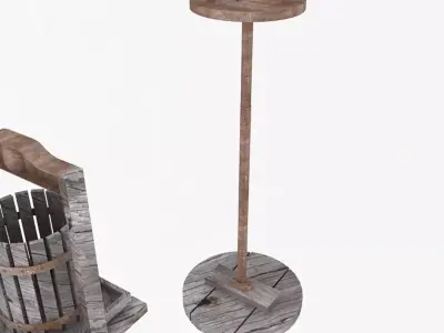 Vintage Wine Press Low-poly 3D model