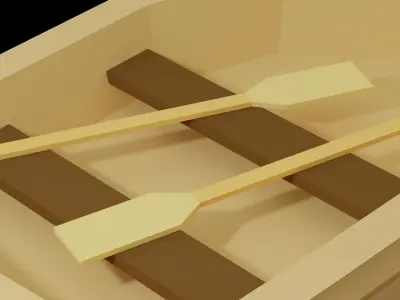 LowPoly boat with oars Free low-poly 3D model
