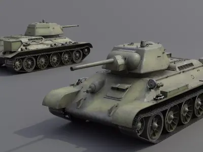 T-34 M1942 Medium Tank Low-poly 3D model