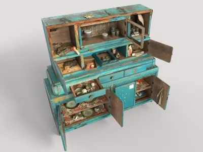 Old Blue Cabinet 3D model