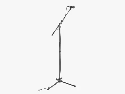Microphone stand KM 2109 Shure Sm 58 with Clamp Shure A25D and Neutrik XLR cable 3D model