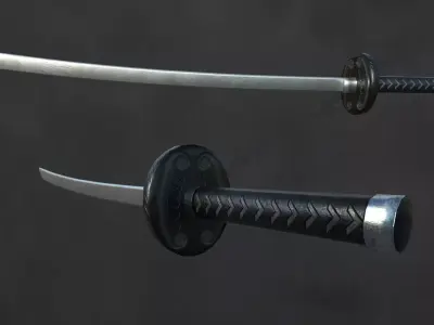 Katana two samurai swords Low-poly 3D model