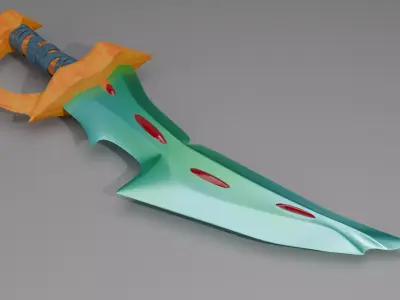 Stylized Emerald sword High poly 3D model