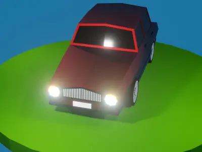 Cartoon Low Poly Car 01 - Hatchback Low-poly 3D model Free low-poly 3D model