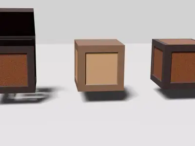 Burnt Wooden Crate Game Ready Low POLY Low-poly 3D model