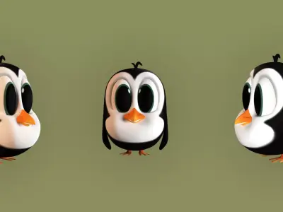 Cartoon Penguin Character 3d Model Low-poly 3D model