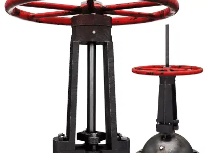 Valve industrial stool with base 3D model
