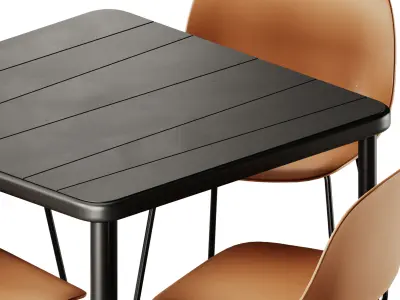 Babel D Bangi Table and Muuto Fiber Sled Base Chair 3D model