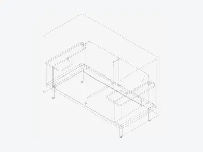 Sofa - Contemporary - Flame Work Shelf - Leftand Right Low-poly 3D model