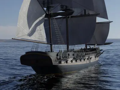 PBR-Endeavour sailing frigate  3D model