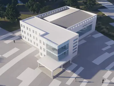 Industrial building Low-poly 3D model from CGTrader