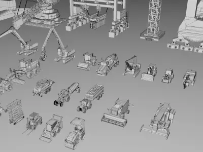 25 Heavy Industrial Machinery Transport Collection Pack 3D model