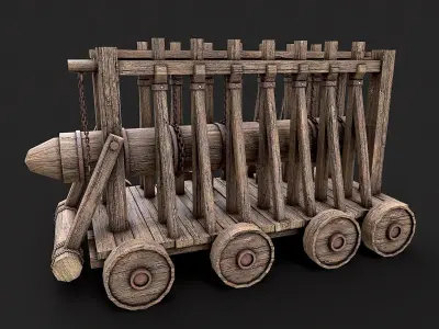 Medieval Siege Wooden Battering Ram 1 Low-poly 3D model