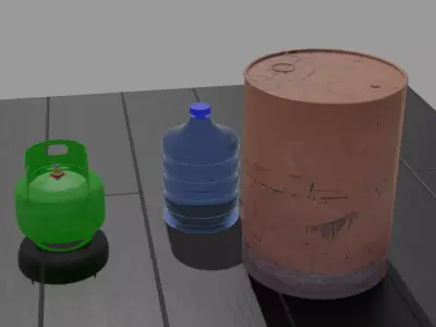 3d model of gallon-iron barrel and gas Low-poly 3D model