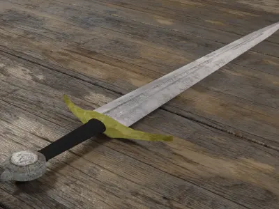 Old Medieval Sword Low Poly 3D model