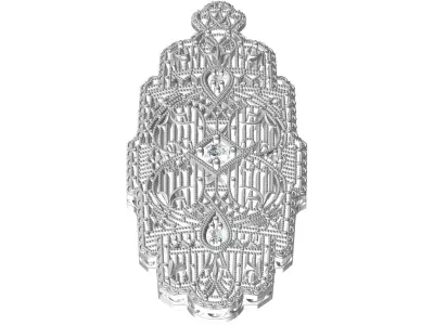 Antique Art Deco Style Filigree Diamond Pendant 3D print model
