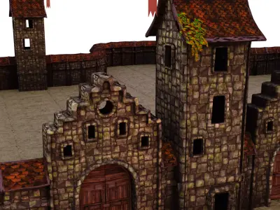 Medieval Stronghold Low-poly 3D model  Free low-poly 3D model