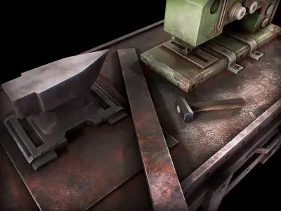 Sewing Machine table Low Poly Low-poly 3D model
