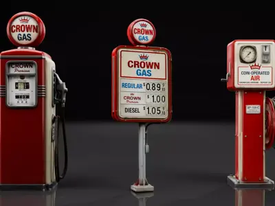  Gas Station  Props Low-poly 3D model