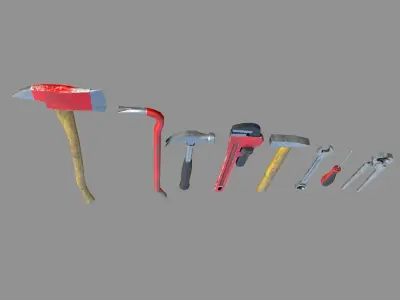 Workshop tools - Clean and dirty Low-poly 3D model