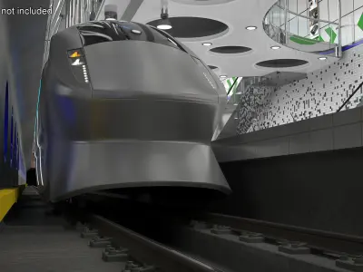 Futuristic Train Locomotive Silver 3D model