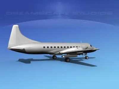 Convair CV-340 Bare Metal 3D model