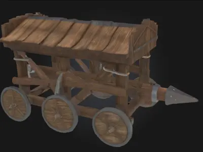 Battering Ram Cart  Siege Engine of Medieval Might 3D model