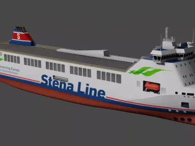 Methanol hybrid ferry Low-poly 3D model