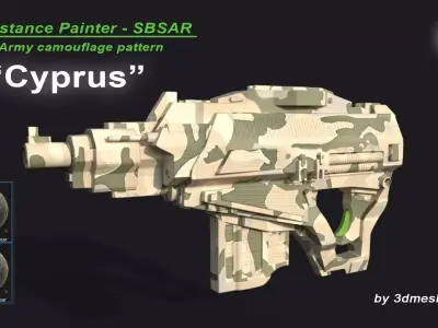 Cyprus - Army Camouflage Pattern - SBSAR Material 3D model