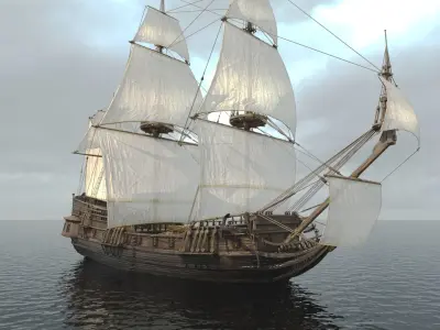 Frigate Peter and Pavel Low-poly 3D model