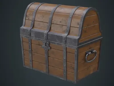 Wooden Chest 1A Low-poly 3D model