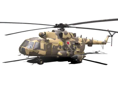 Mil Mi-17 Russian Military Helicopter PBR Low-poly 3D model