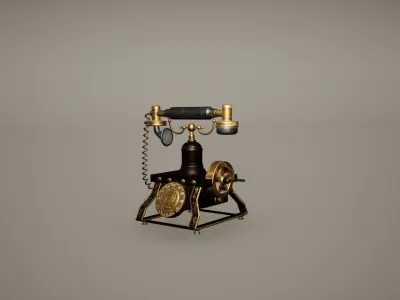 Telephone Low Poly Game Ready steampunk Low-poly 3D model