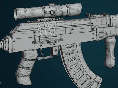 AK 47 -Game-Ready - Metro Style Low-poly 3D model