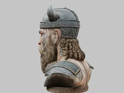 Viking Warrior Bust 3D Model - High-Quality Low-poly 3D model