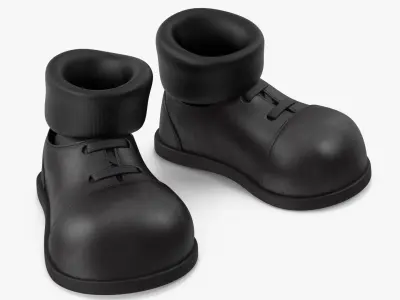 Cartoon Leather Shoes Black with Socks 3D model