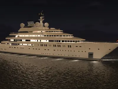Opera Superyacht Night Scene 3D model