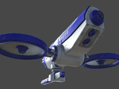 Futuristic Police Drone 03 - Unity Game Ready Asset Low-poly 3D model
