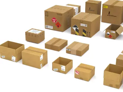 Chemical Lab Shipping Box Package Dangerous Goods Label PBR Low-poly 3D model