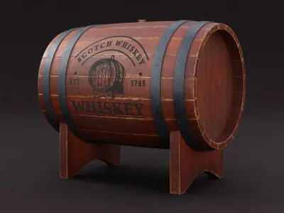 Wooden barrel 3D model 2