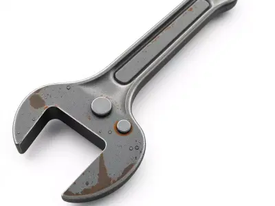 Rusty Industrial Wrench Tool Low-poly 3D model