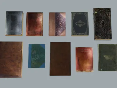 Set of 11 old Books Free low-poly 3D model