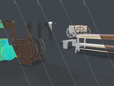 Medieval props pack 3d Low-poly 3D model
