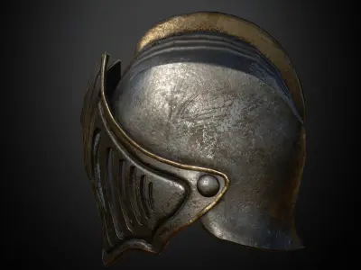 HELMET2 Game Ready metal helmet Low-poly 3D model