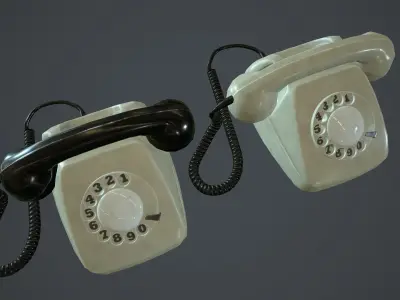 Retro Telephone PBR Game Ready Low-poly 3D model